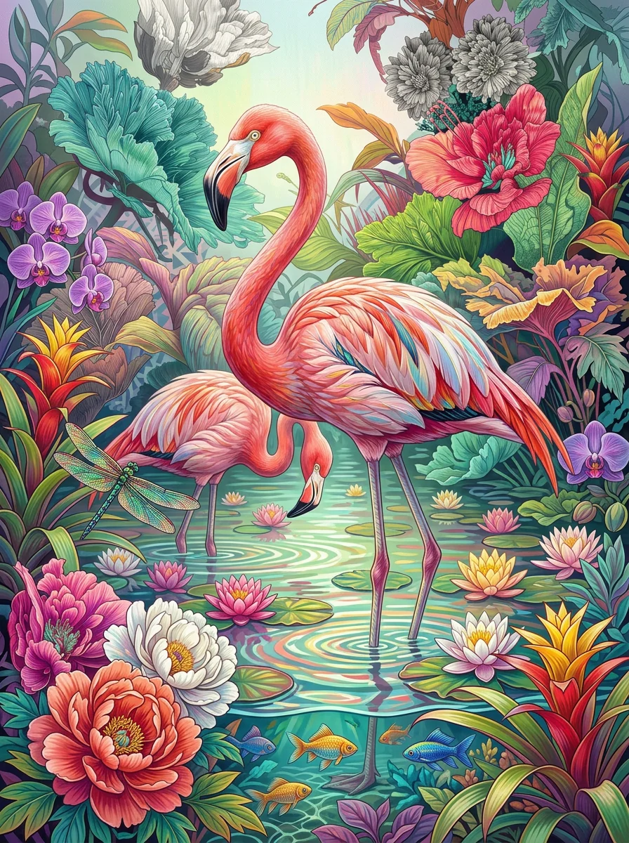Flamingos — A Tropical Garden Paradise