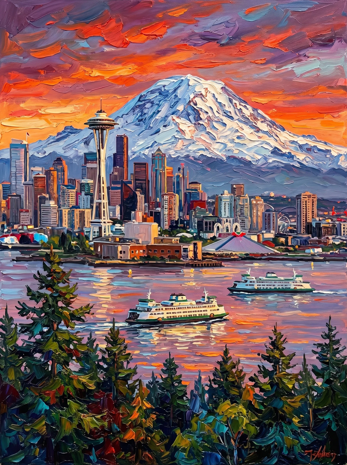 Seattle Sunset — The Mountain and the Sound