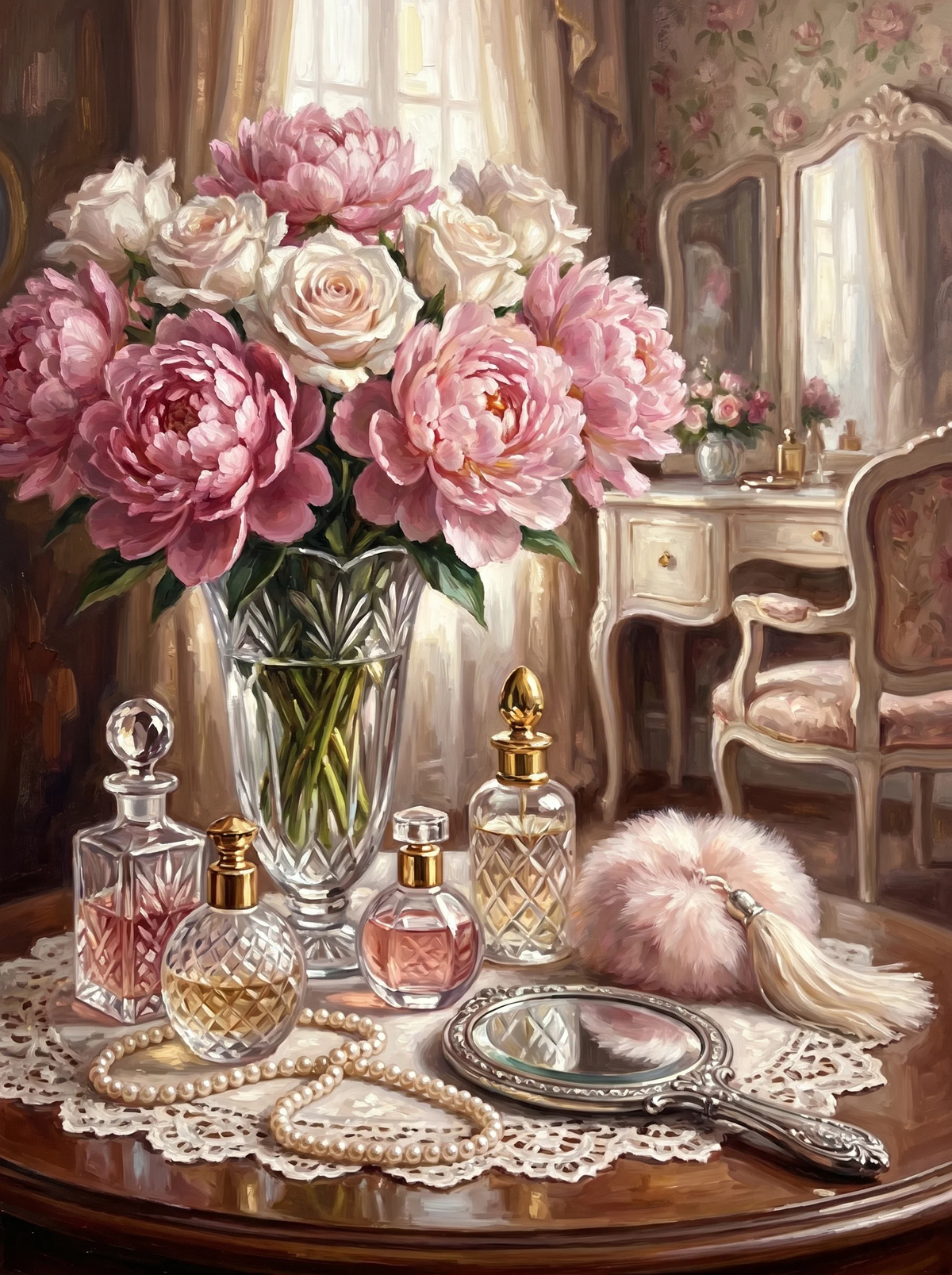 Vintage Vanity — Peonies & Perfume