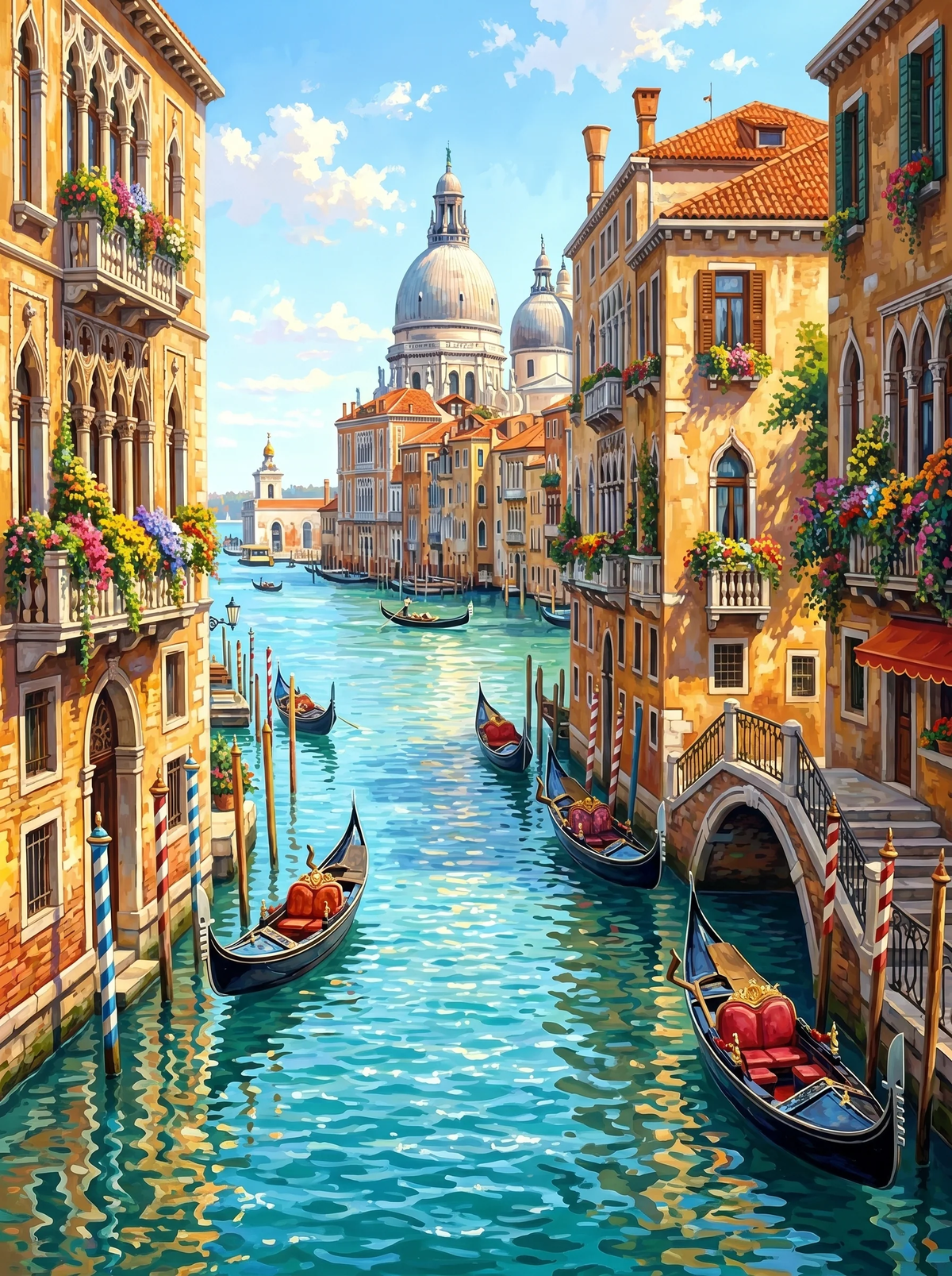 Venetian Sunshine — Gondolas on the Canal