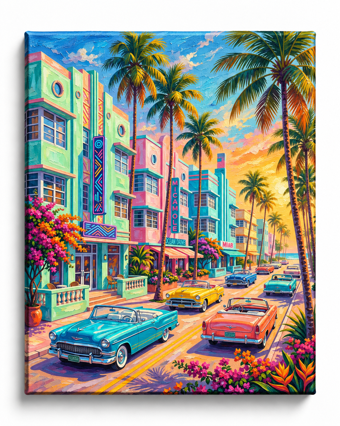 Miami Afterglow — Pastel Streets and Palm Trees