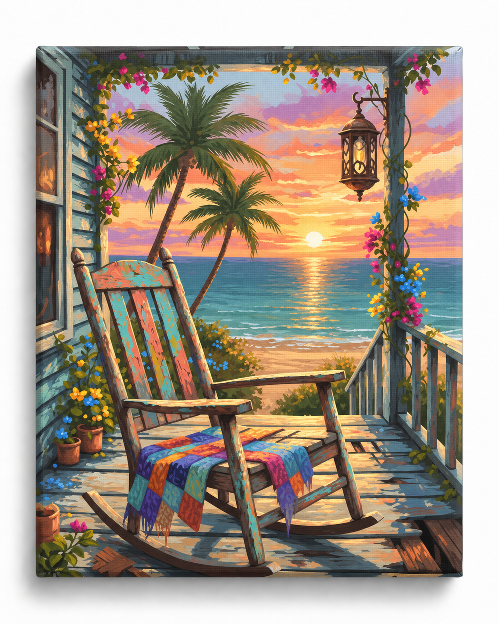 Seaside Serenity — A Rocking Chair at Golden Hour