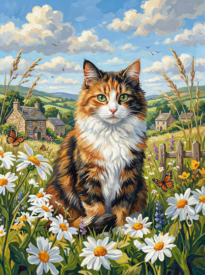 Countryside Cat — Among the Daisies