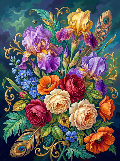 Irises & Roses — An Enchanted Gilded Garden