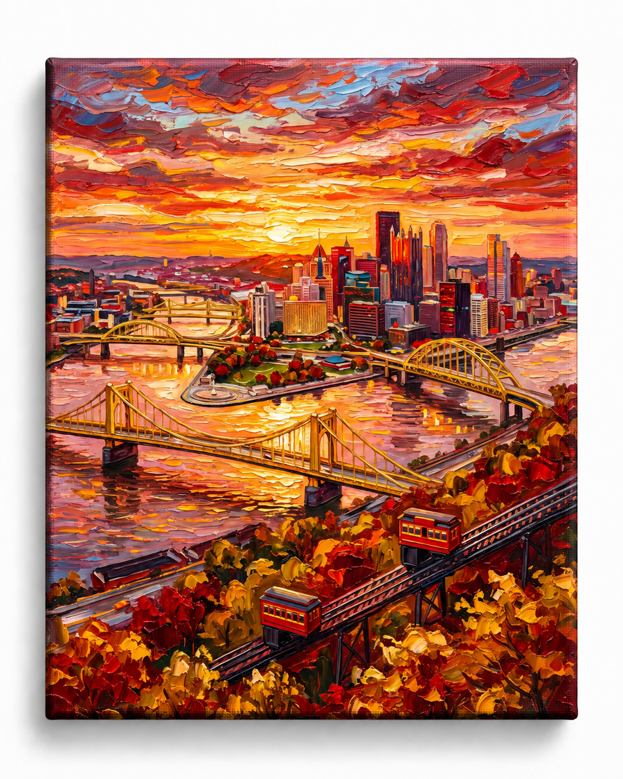 Pittsburgh at Sunset — Bridges of Gold