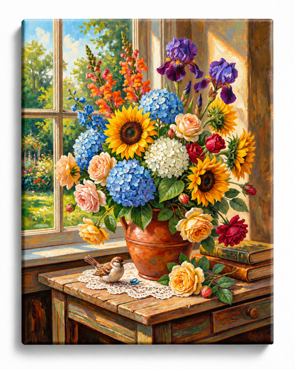 Window Garden — Sunflowers & Summer Blooms