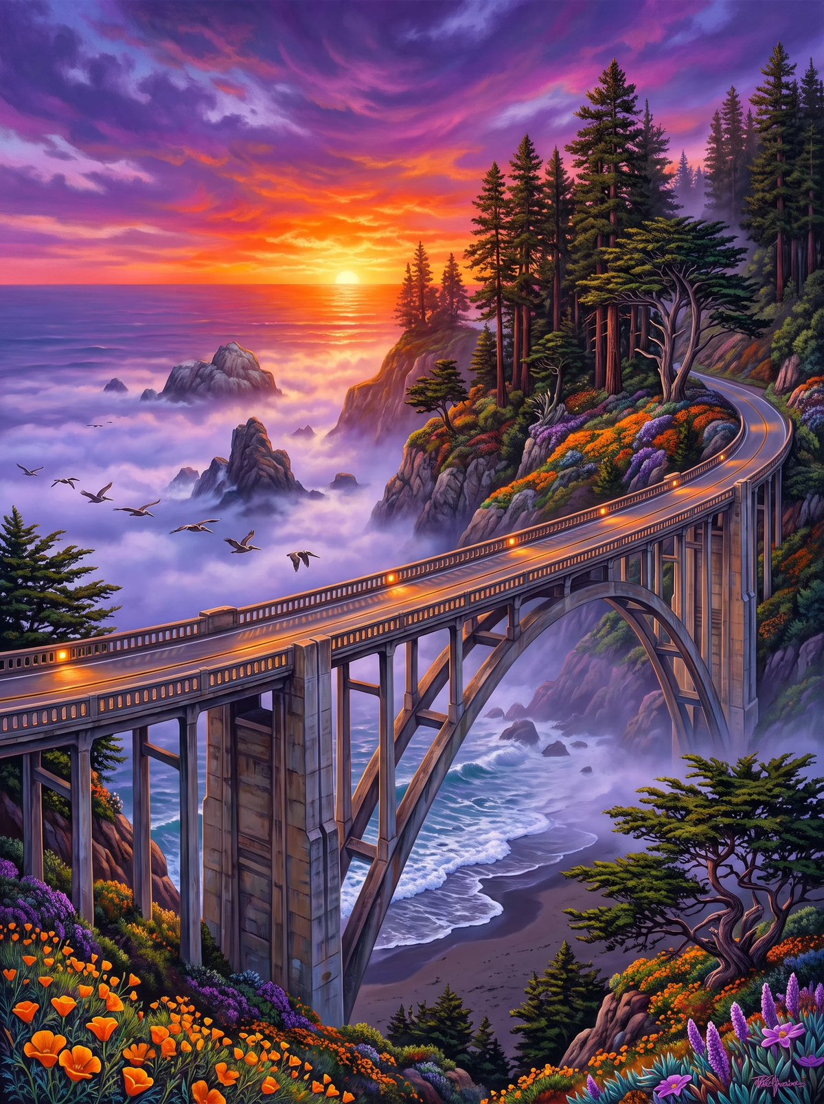 Coastal Sunset — The Scenic Bridge Above the Waves