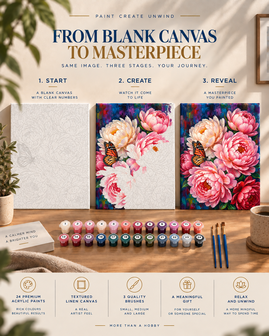 Peonies & Butterfly — A Colourful Garden