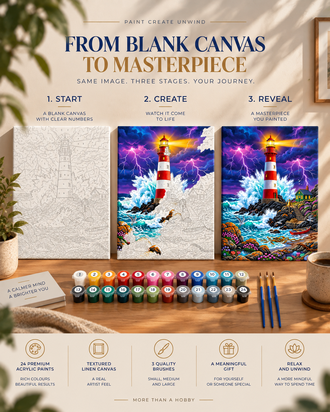 Stormwatch Lighthouse — Waves Beneath a Violet Sky