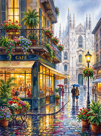 Milan in Bloom — A Café by the Duomo