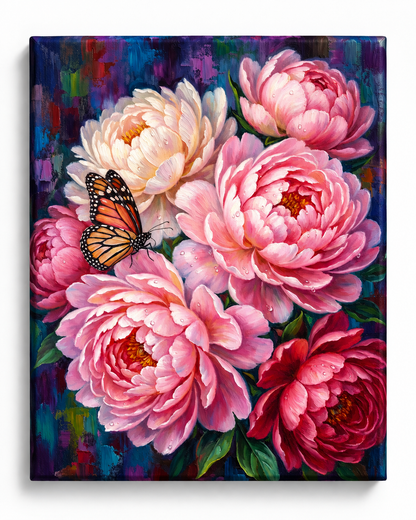 Peonies & Butterfly — A Colourful Garden