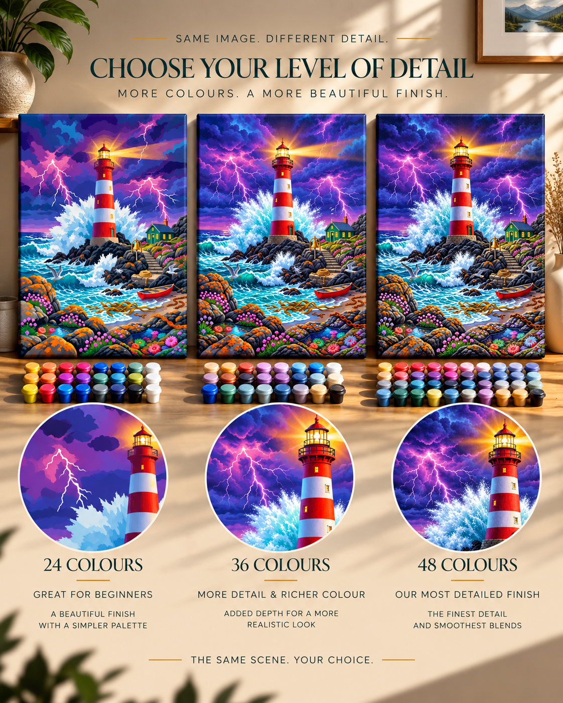 Stormwatch Lighthouse — Waves Beneath a Violet Sky