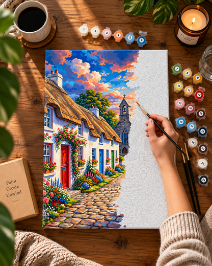 Village in Bloom — A Charming Lane to the Old Church