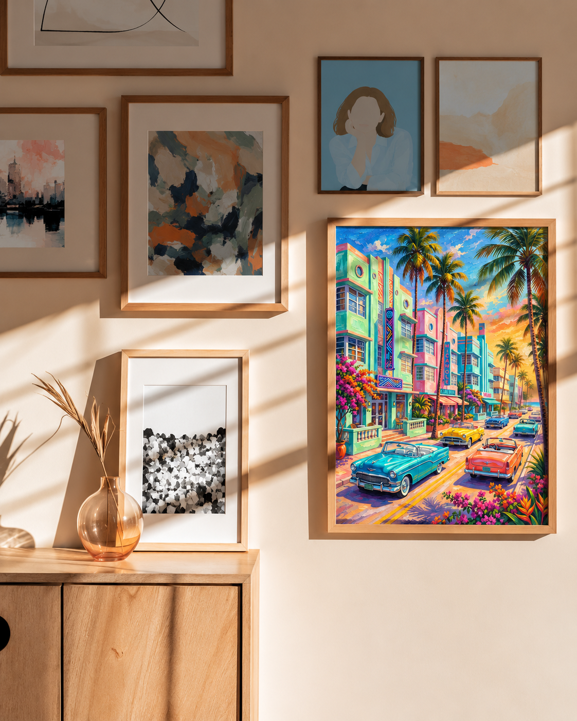 Miami Afterglow — Pastel Streets and Palm Trees