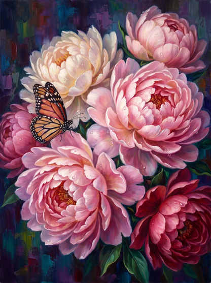 Peonies & Butterfly — A Colourful Garden