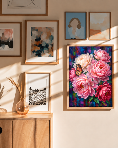 Peonies & Butterfly — A Colourful Garden