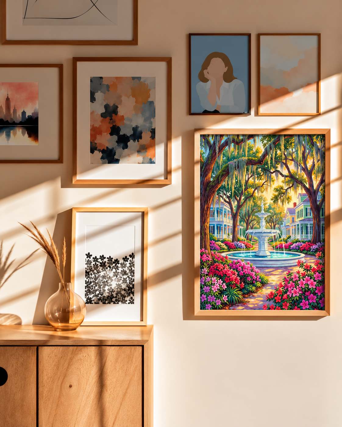 Southern Charm — The Fountain Beneath the Oak Trees