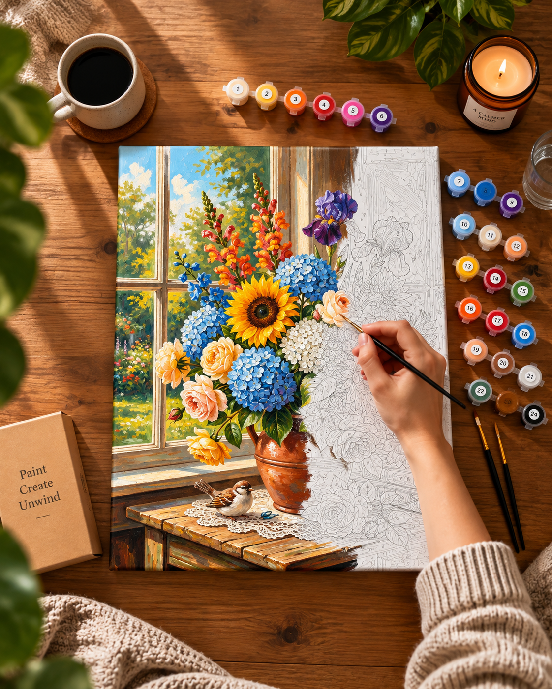 Window Garden — Sunflowers & Summer Blooms