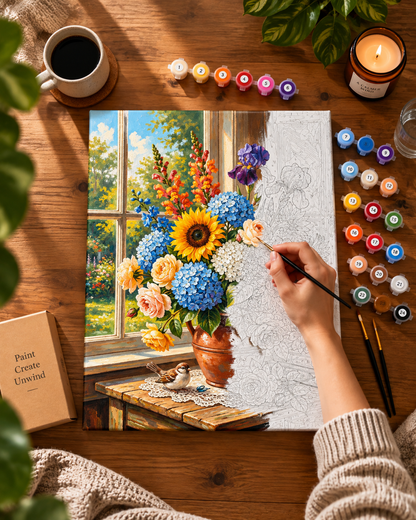 Window Garden — Sunflowers & Summer Blooms