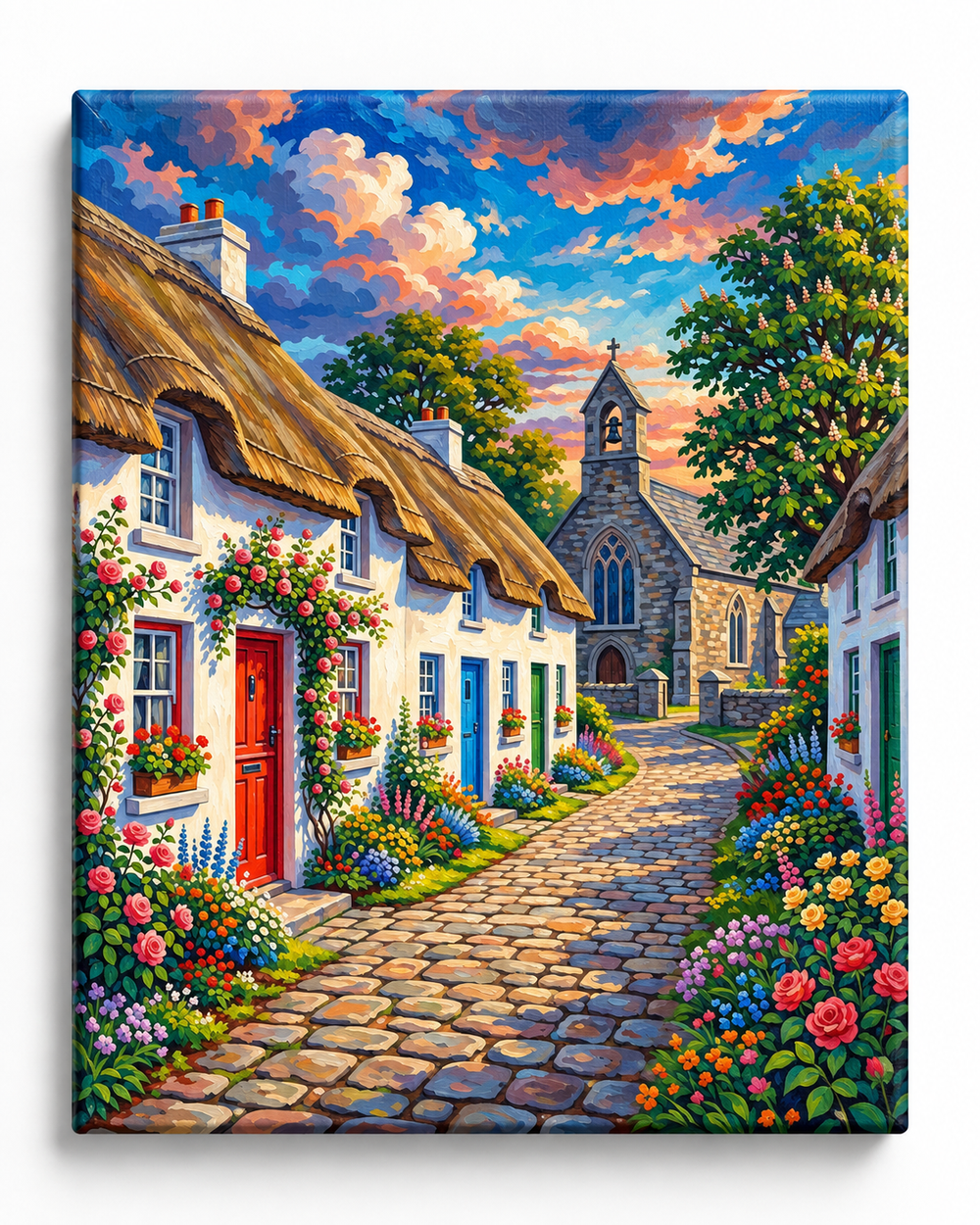 Village in Bloom — A Charming Lane to the Old Church