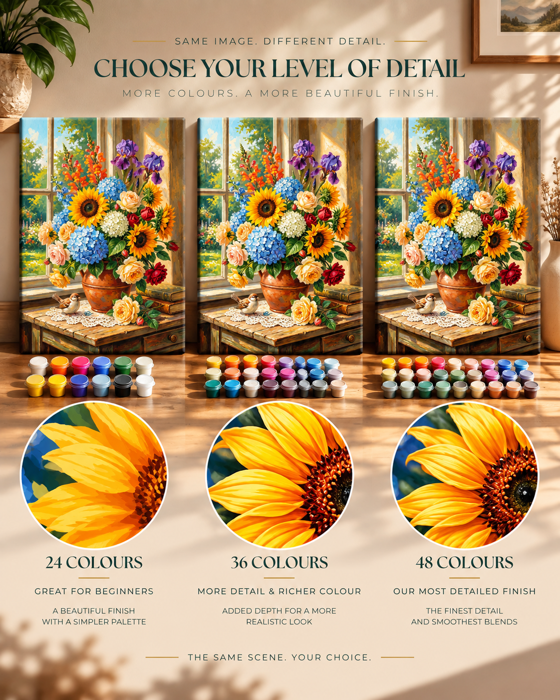 Window Garden — Sunflowers & Summer Blooms